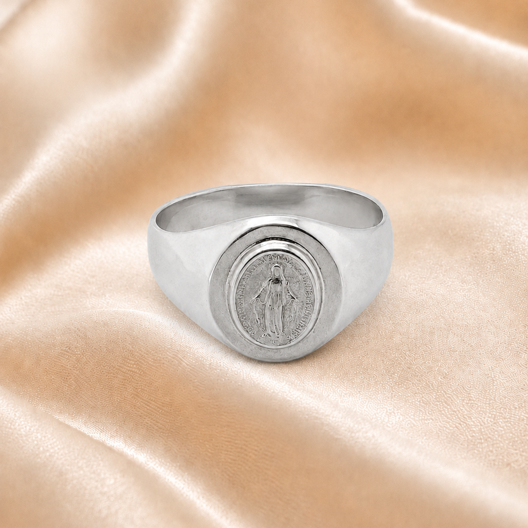 Anillo Sello Virgen en plata