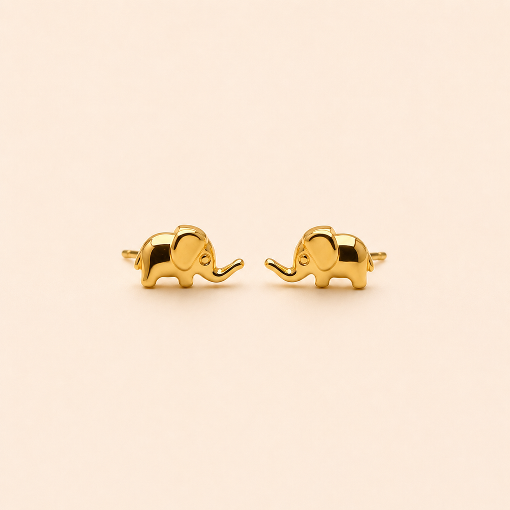 Aros elefante para bebe en oro amarillo 18kt
