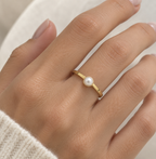 Anillo solitario perla cultivada oro amarillo
