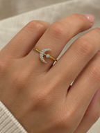 Anillo Luna en Oro Amarillo 18K con Diamantes