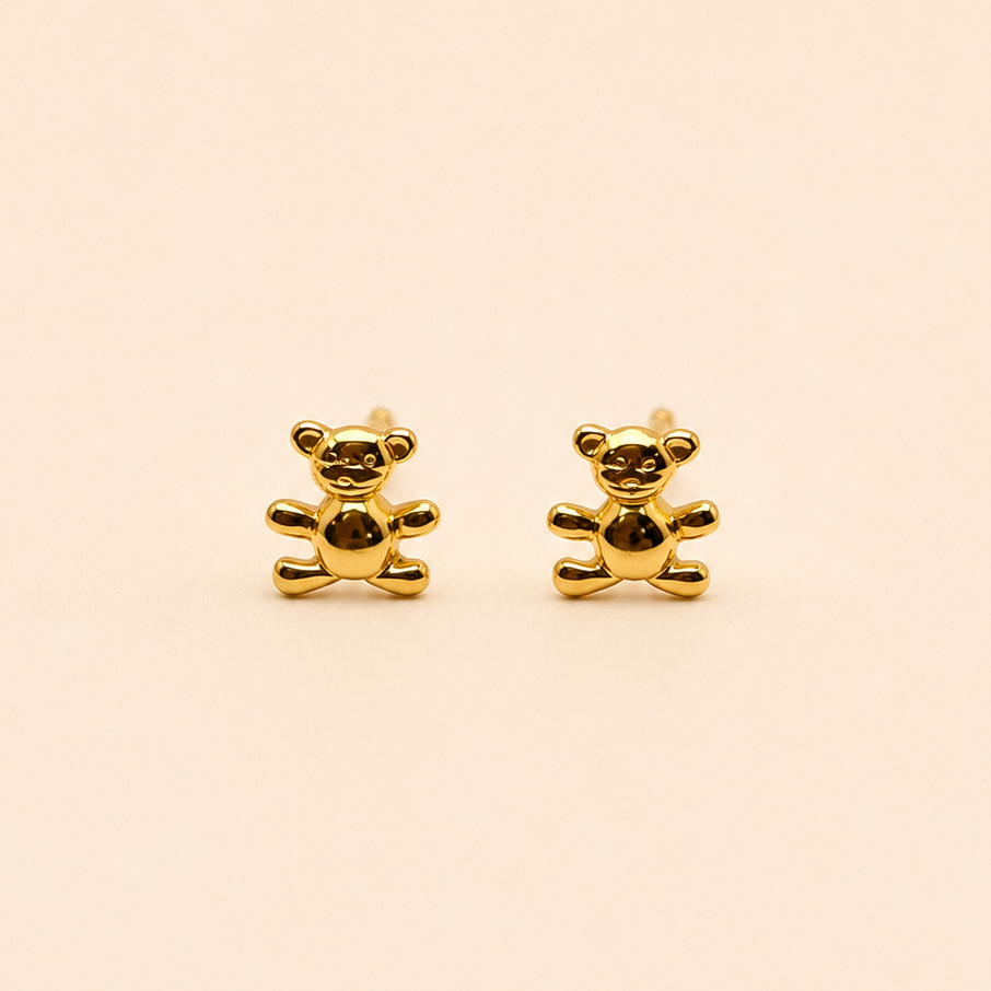 Aros osito de bebé en oro 18k