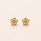 Aros flor de bebé con diamante en 18k