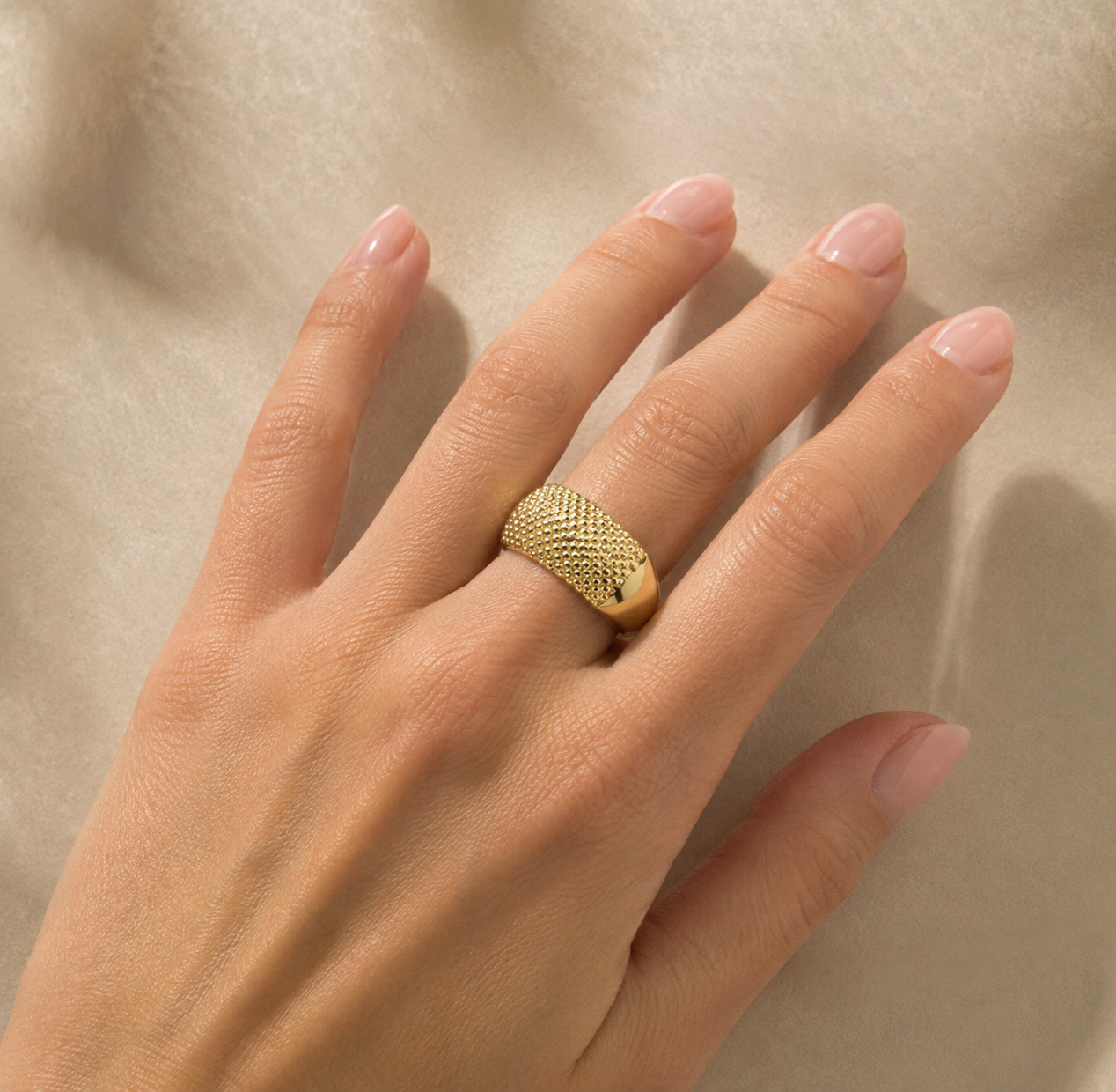 Anillo trama Dorada Oro 18k