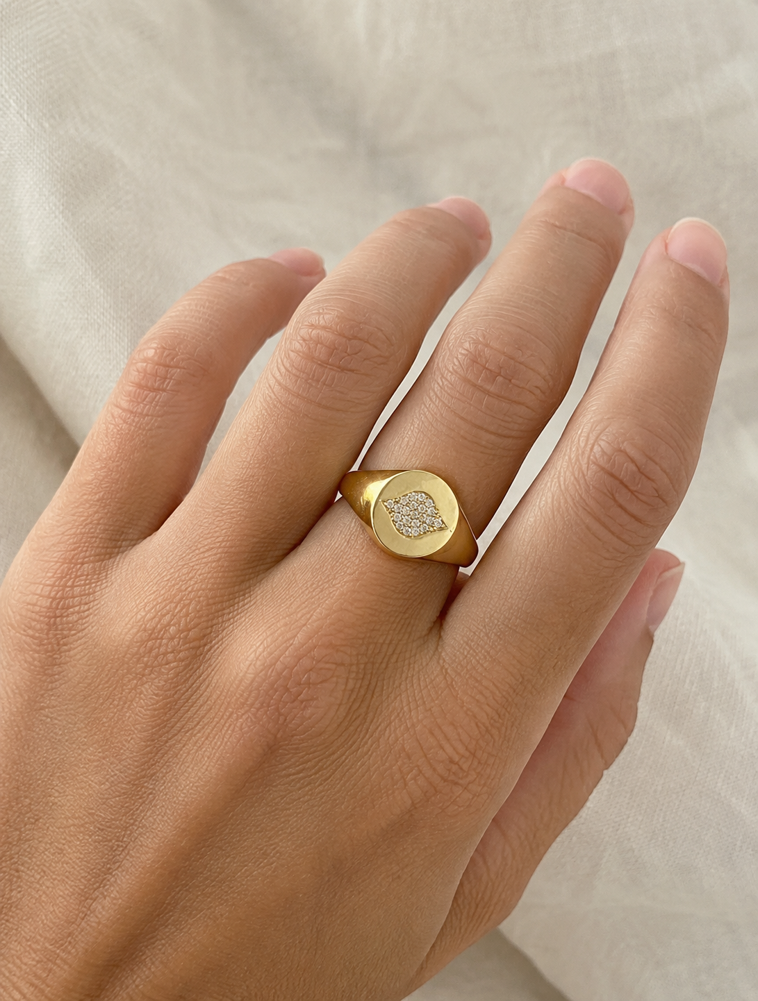 Anillo Sello Destello Oro 18k