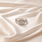 Anillo Plata Halo Cuadrado