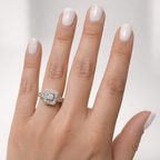 Anillo Plata Halo Cuadrado