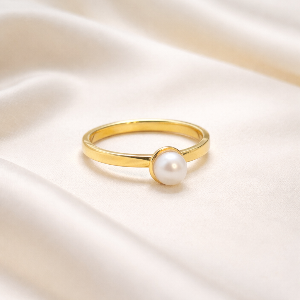 Anillo solitario perla cultivada oro amarillo