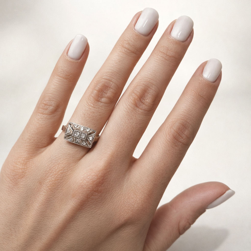 Anillo Plata Vintage Cuadrado