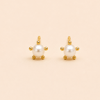 Aritos Perlita con Pistilos para bebé en oro 18K