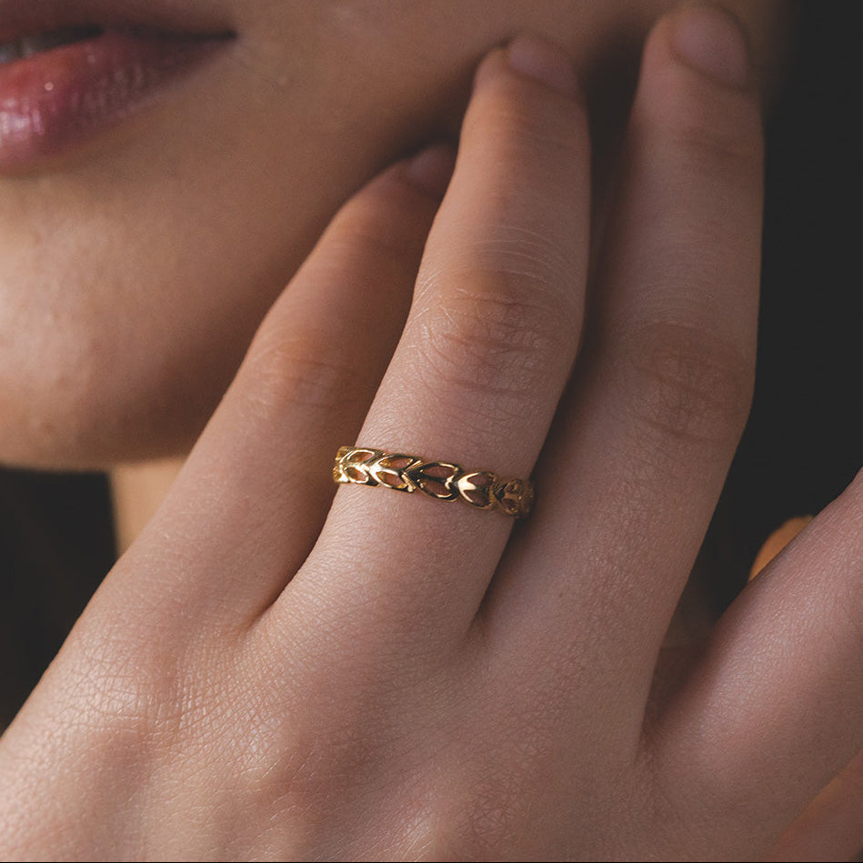 Anillo Hojitas en Oro Amarillo 18kt