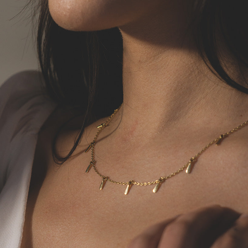 Collar Gotas de Oro en Oro Amarillo 18k