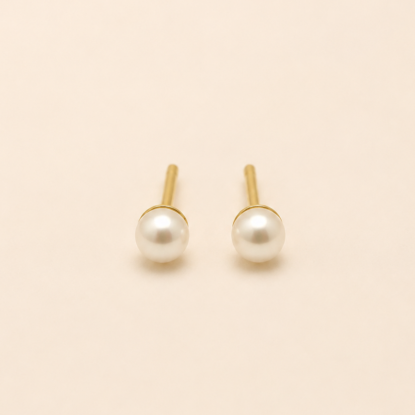 Aritos de Perla para bebé en oro 18K – 3,5 mm