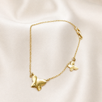 Pulsera doble mariposa en oro amarillo 18kt
