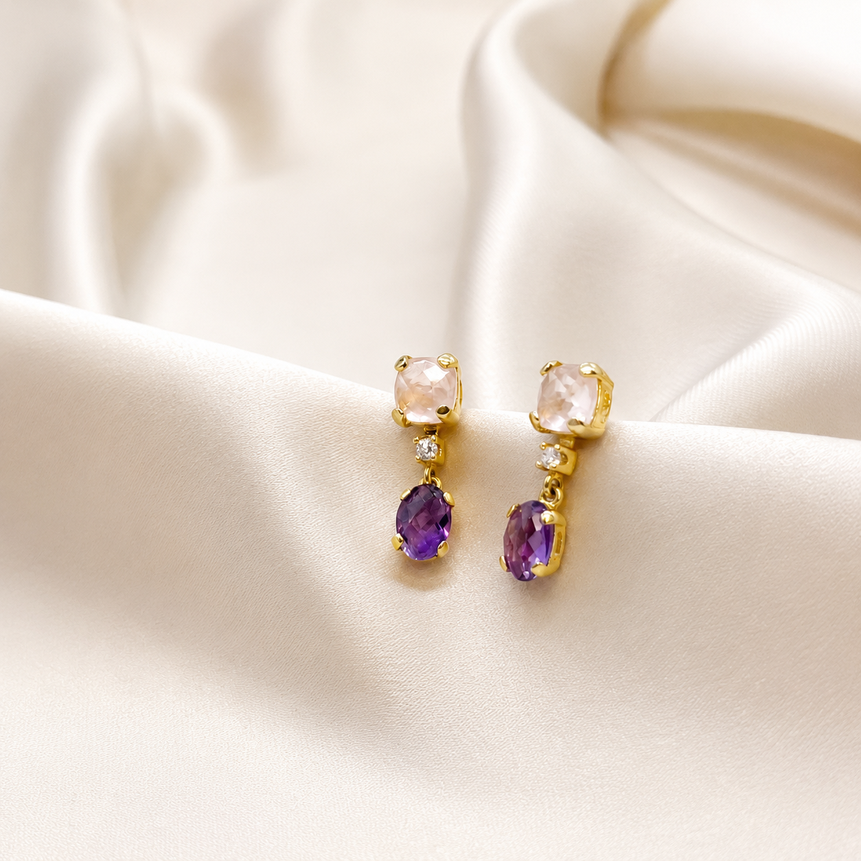 Aros Trío de Color en Oro Amarillo 18k
