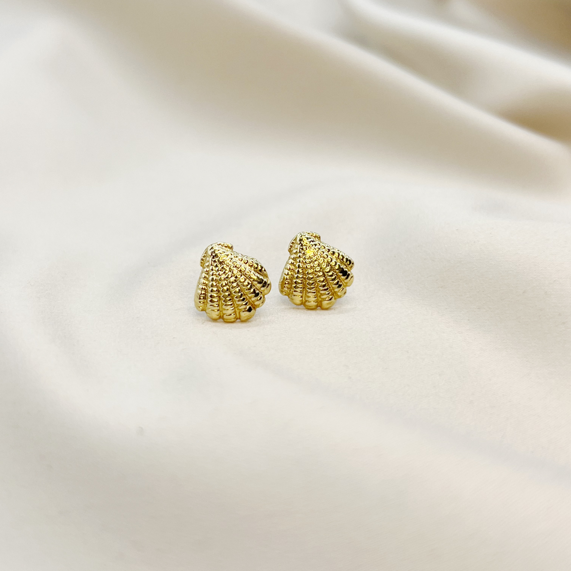 Aritos Shell de Mar en Oro Amarillo 18k