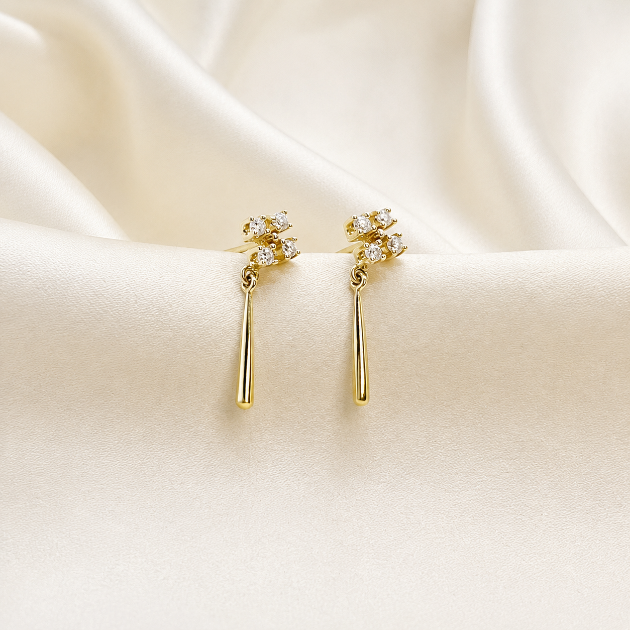 Aros Rombo de Luz en Oro Amarillo 18k