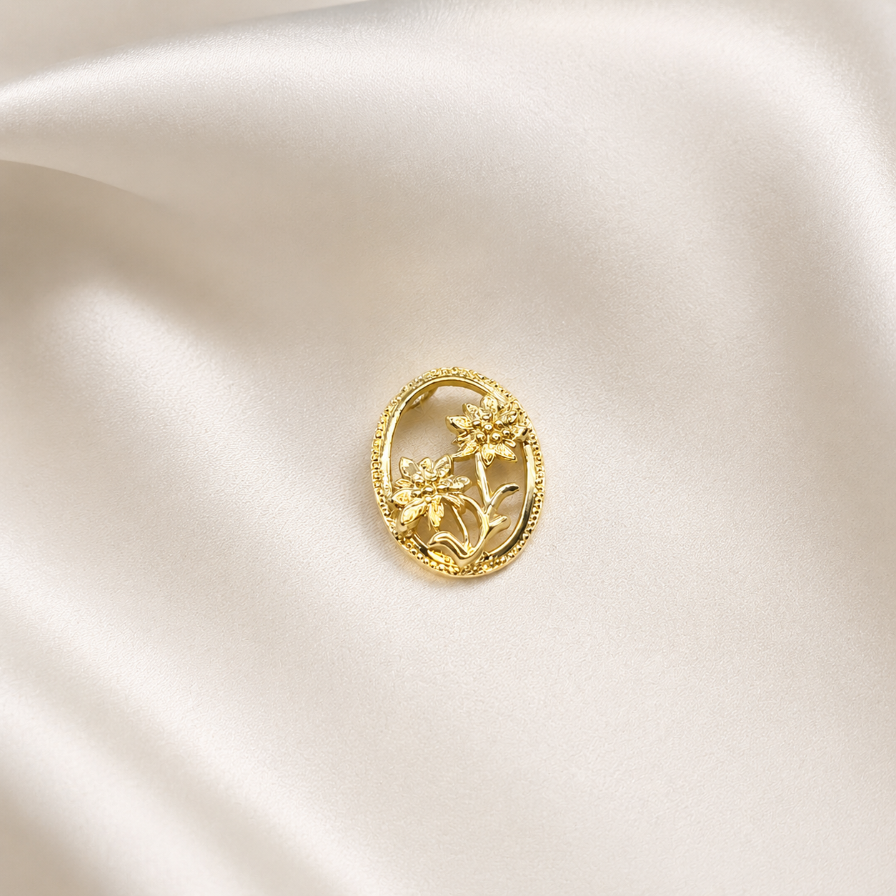 Colgante Flores en Óvalo en Oro Amarillo 18k