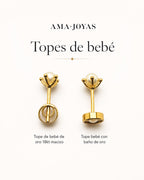 Aros de bebé con diamante en oro 18k