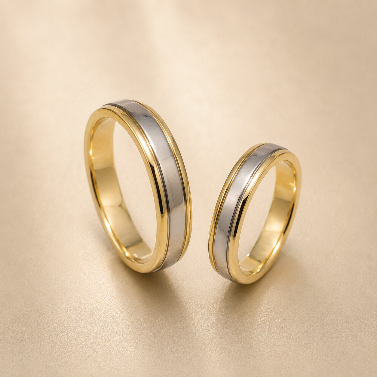 Argollas de Matrimonio Corte Inglés en Oro Amarillo y Oro Blanco Paladio 18kt