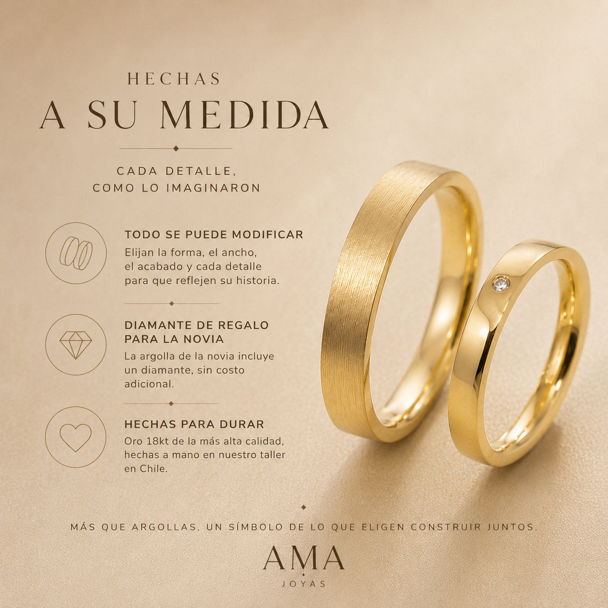A pedido - Argollas em Oro Amarillo 18k con Opción de Brillante