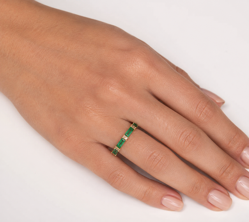 Anillo de Oro 18k Zirconia Verde