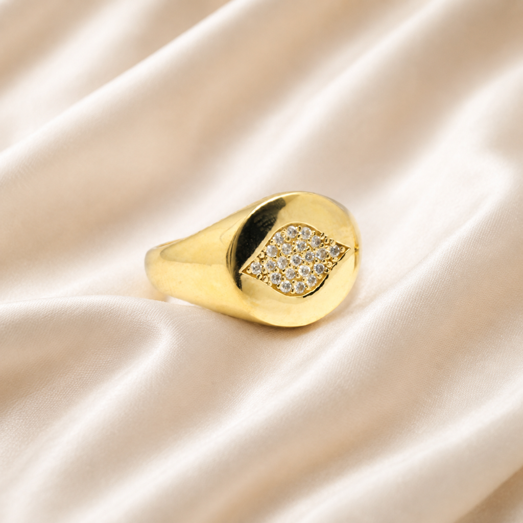 Anillo Sello Destello Oro 18k